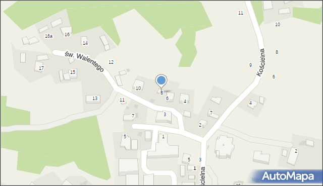 Zalasowa, św. Walentego, 8, mapa Zalasowa