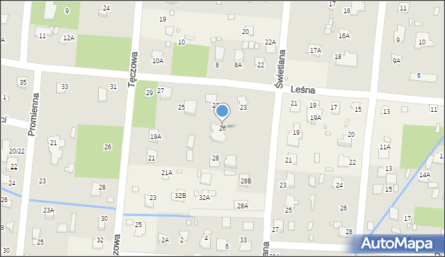 Zalesie Górne, Świetlana, 26, mapa Zalesie Górne