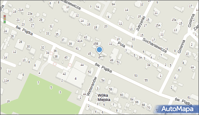 Zamość, św. Piątka, 47, mapa Zamościa