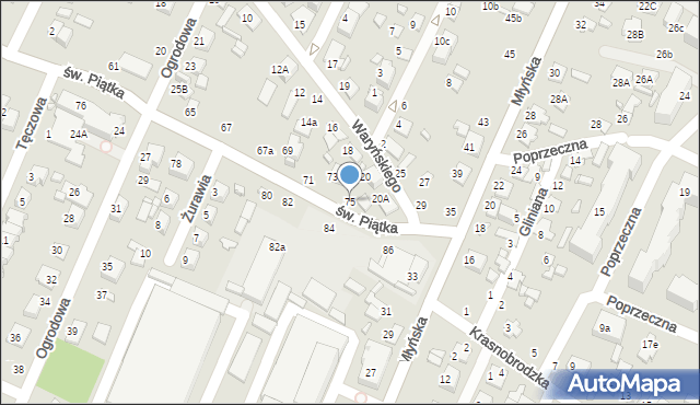 Zamość, św. Piątka, 75, mapa Zamościa