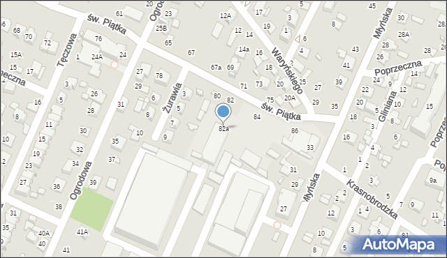 Zamość, św. Piątka, 82a, mapa Zamościa