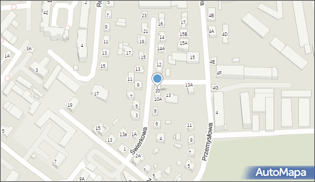 Zamość, Świerkowa, 10, mapa Zamościa