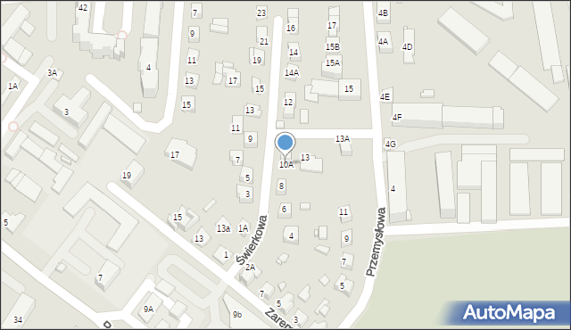 Zamość, Świerkowa, 10A, mapa Zamościa