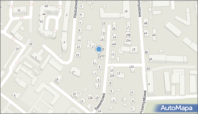 Zamość, Świerkowa, 13, mapa Zamościa