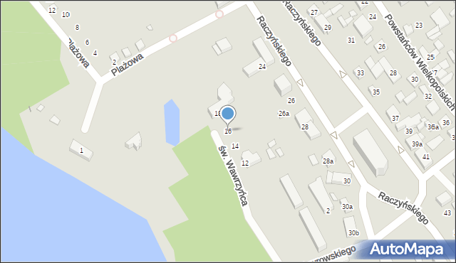 Zaniemyśl, św. Wawrzyńca, 16, mapa Zaniemyśl