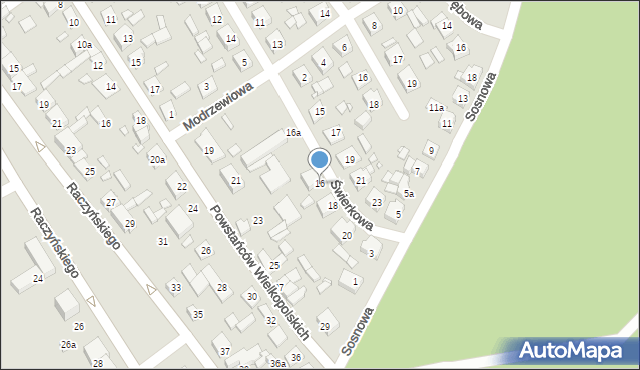 Zaniemyśl, Świerkowa, 16, mapa Zaniemyśl