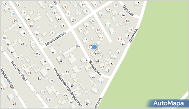 Zaniemyśl, Świerkowa, 19, mapa Zaniemyśl