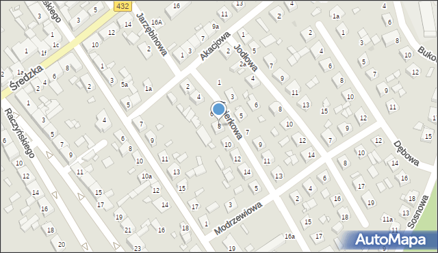 Zaniemyśl, Świerkowa, 8, mapa Zaniemyśl