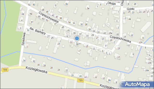 Żarki, św. Barbary, 19, mapa Żarki
