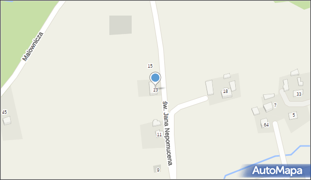 Zawadka, św. Jana Nepomucena, 13, mapa Zawadka