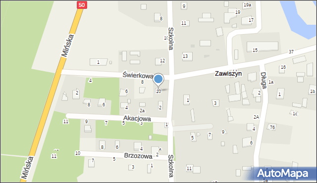 Zawiszyn, Świerkowa, 10, mapa Zawiszyn