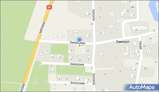 Zawiszyn, Świerkowa, 8, mapa Zawiszyn