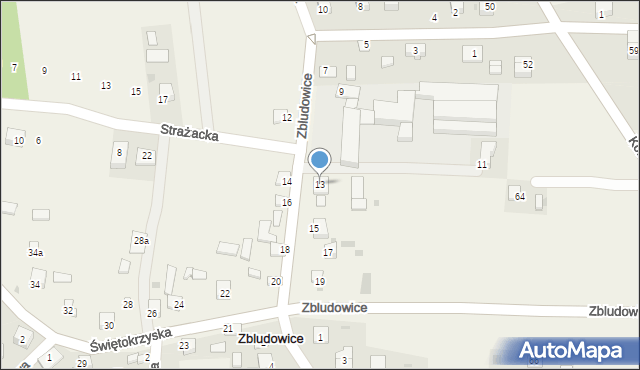 Zbludowice, Świętokrzyska, 13, mapa Zbludowice