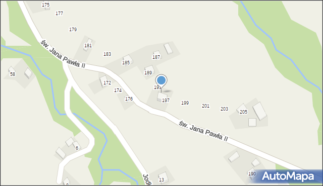 Żeleźnikowa Wielka, św. Jana Pawła II, 195, mapa Żeleźnikowa Wielka