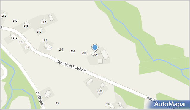 Żeleźnikowa Wielka, św. Jana Pawła II, 205, mapa Żeleźnikowa Wielka