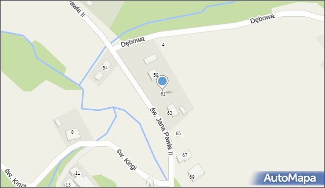 Żeleźnikowa Wielka, św. Jana Pawła II, 61, mapa Żeleźnikowa Wielka