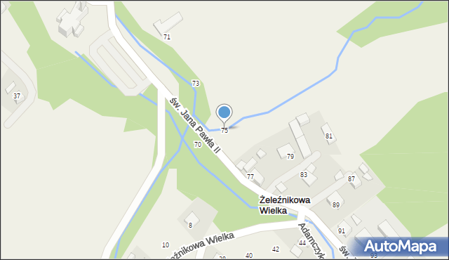 Żeleźnikowa Wielka, św. Jana Pawła II, 75, mapa Żeleźnikowa Wielka