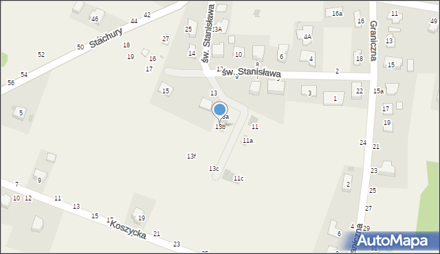 Zgłobice, św. Stanisława, 13b, mapa Zgłobice
