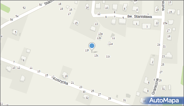 Zgłobice, św. Stanisława, 13e, mapa Zgłobice