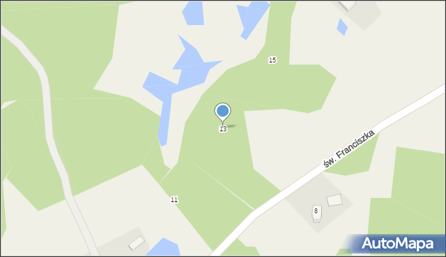 Zgorzałe, św. Franciszka, 13, mapa Zgorzałe