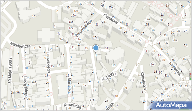 Zielona Góra, św. Jadwigi, 1, mapa Zielona Góra