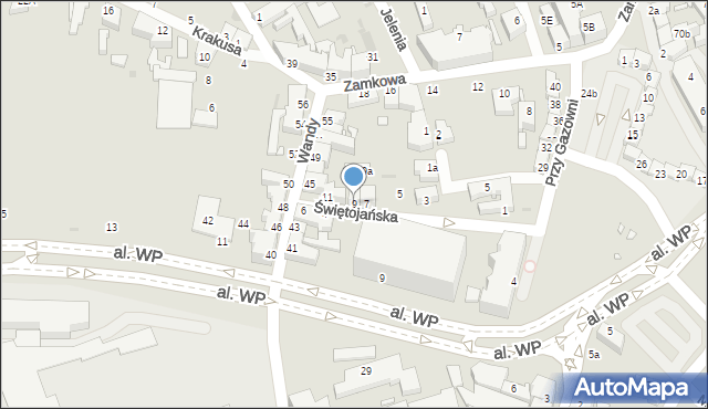 Zielona Góra, Świętojańska, 9, mapa Zielona Góra