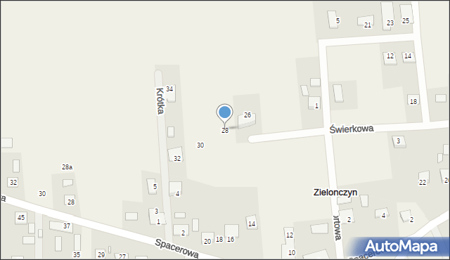 Zielonczyn, Świerkowa, 28, mapa Zielonczyn