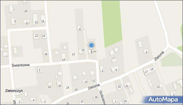 Zielonczyn, Świerkowa, 6, mapa Zielonczyn