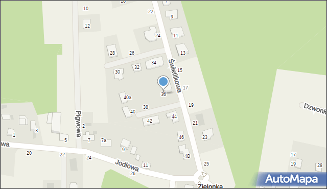 Zielonka, Świetlikowa, 36, mapa Zielonka