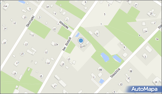 Złotokłos, św. Boboli Andrzeja, 11, mapa Złotokłos