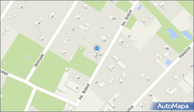 Złotokłos, św. Boboli Andrzeja, 16B, mapa Złotokłos