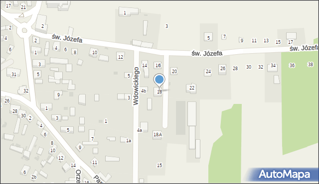 Złoty Potok, św. Józefa, 18, mapa Złoty Potok