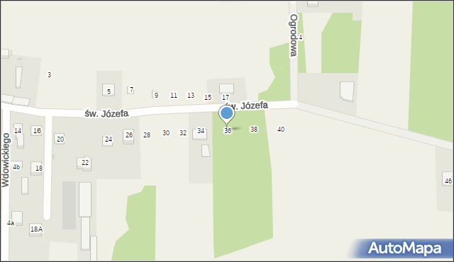Złoty Potok, św. Józefa, 36, mapa Złoty Potok