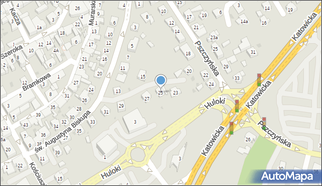 Żory, św. Augustyna Biskupa, 25, mapa Żor