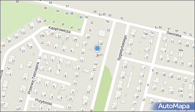 Biała Podlaska, Sygietyńskiego Tadeusza, 26, mapa Białej Podlaskiej