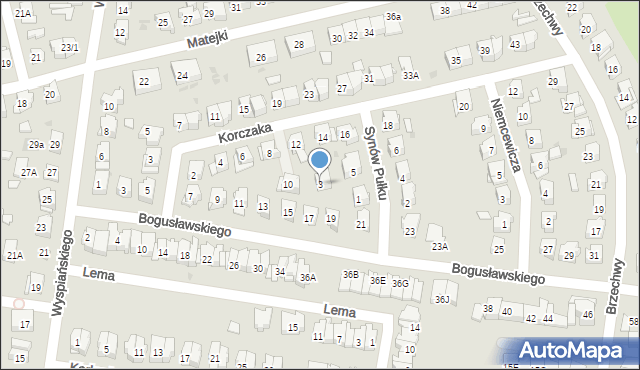 Białystok, Synów Pułku, 3, mapa Białegostoku