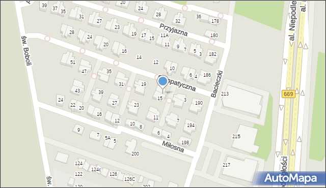 Białystok, Sympatyczna, 17, mapa Białegostoku