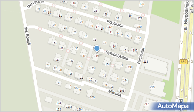 Białystok, Sympatyczna, 19, mapa Białegostoku