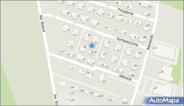 Białystok, Sympatyczna, 27, mapa Białegostoku