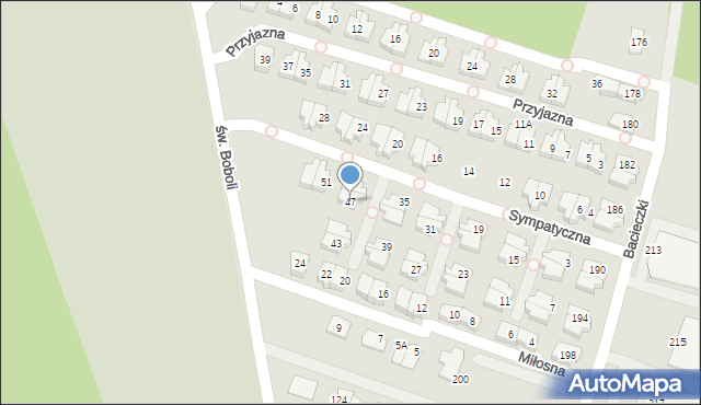 Białystok, Sympatyczna, 47, mapa Białegostoku