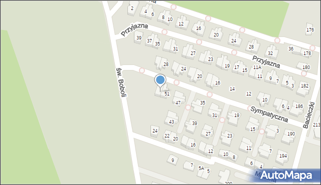 Białystok, Sympatyczna, 53, mapa Białegostoku