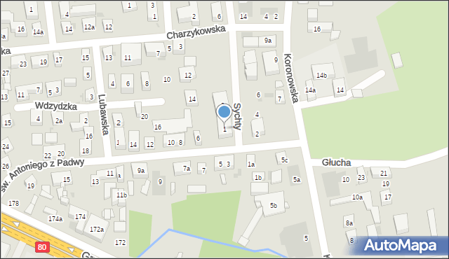 Bydgoszcz, Sychty Bernarda, ks. dr., 1, mapa Bydgoszczy