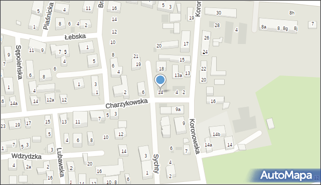 Bydgoszcz, Sychty Bernarda, ks. dr., 14, mapa Bydgoszczy