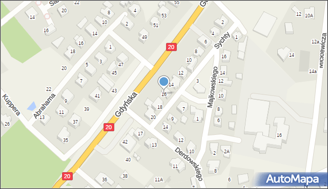 Chwaszczyno, Sychty Bernarda, ks. dr., 16, mapa Chwaszczyno