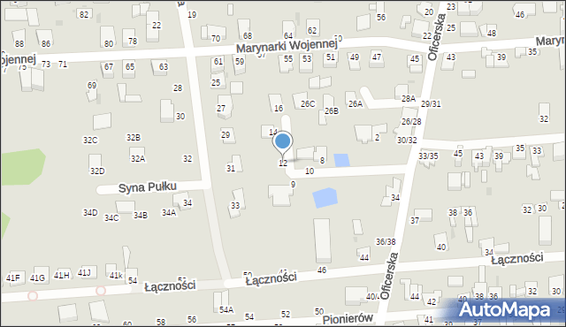 Częstochowa, Syna Pułku, 12, mapa Częstochowy