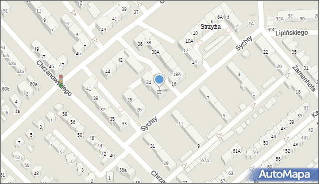 Gdańsk, Sychty Bernarda, ks. dr., 22, mapa Gdańska