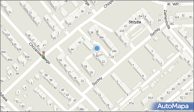 Gdańsk, Sychty Bernarda, ks. dr., 24, mapa Gdańska