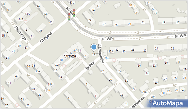 Gdańsk, Sychty Bernarda, ks. dr., 2A, mapa Gdańska