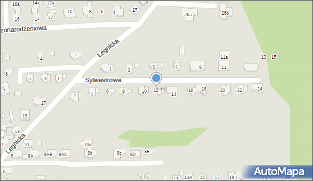 Gliwice, Sylwestrowa, 12, mapa Gliwic