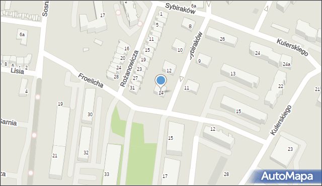 Grudziądz, Sybiraków, 14, mapa Grudziądza